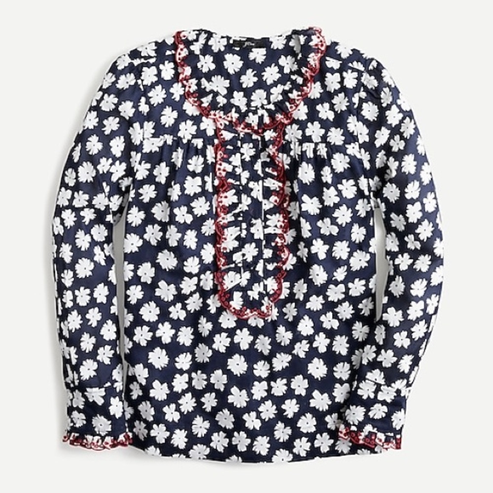 Embroidered Ruffle Blouse In Scattered Daisies - Picture 5 of 6